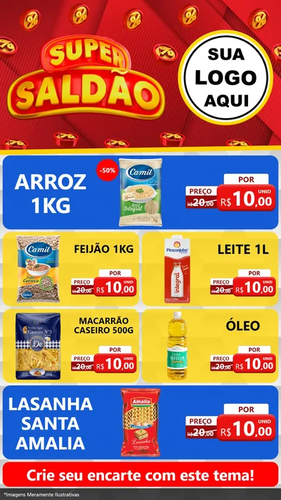 Modelo de TV para TV Vertical com o tema Super Saldão para Supermercado