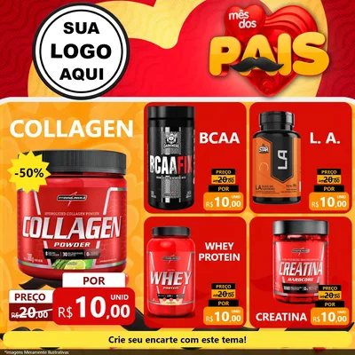 Modelo de Rede Social para Feed Facebook com o tema Mês Dos Pais para Suplementos alimentares