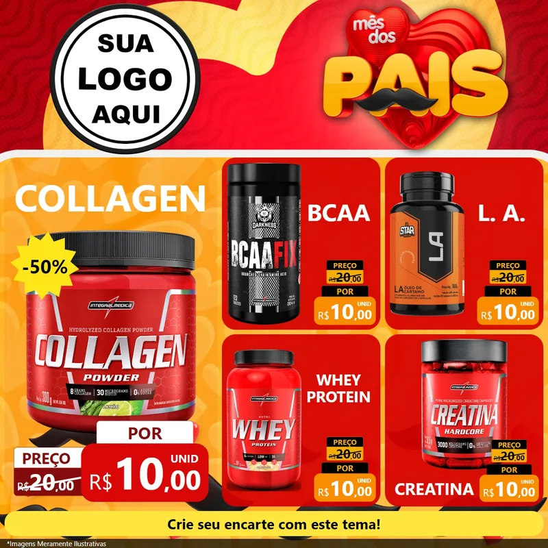 Modelo de Rede Social para Feed Facebook com o tema Mês Dos Pais para Suplementos alimentares