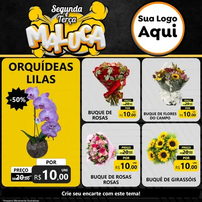 Modelo de Rede Social para Feed Facebook com o tema Segunda e Terça Maluca para Floricultura e jardim