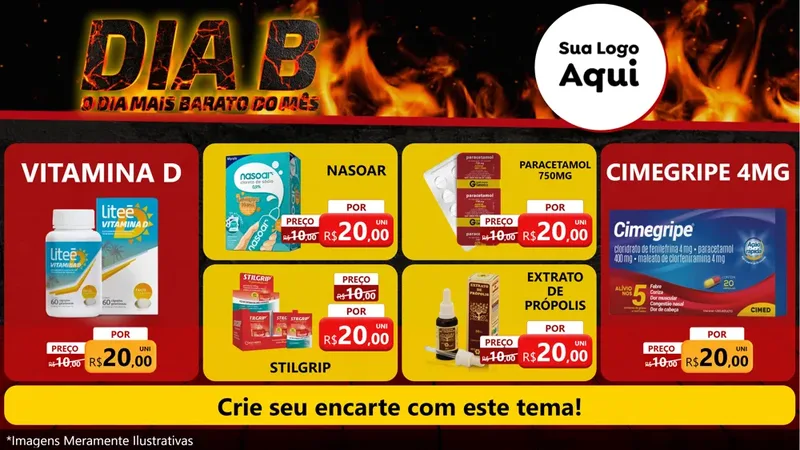 Modelo de TV para TV Horizontal com o tema Dia B para Farmácia