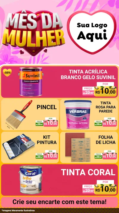 Modelo de TV para TV Vertical com o tema Mês da Mulher para Tintas e Ferramentas