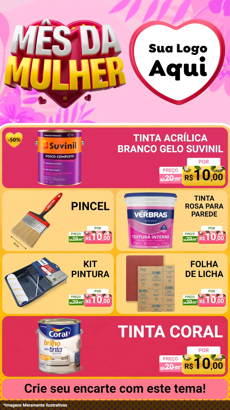Modelo de TV para TV Vertical com o tema Mês da Mulher para Tintas e Ferramentas