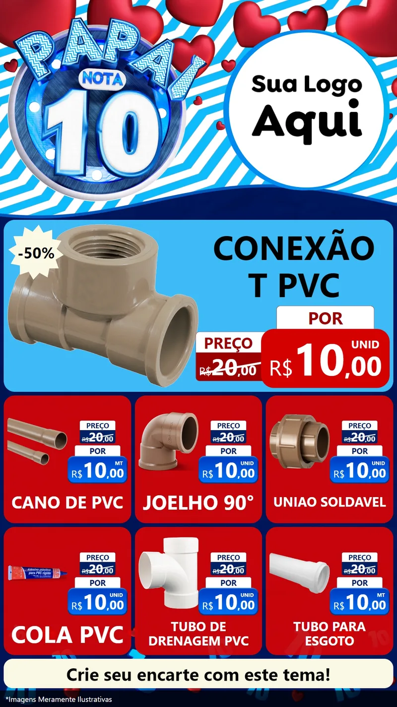 Modelo de Rede Social para Stories com o tema Papai Nota 10 para Tubos e conexões