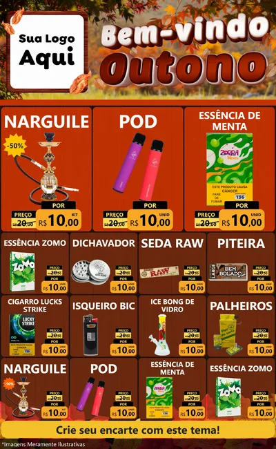 Modelo de Encarte para Encarte Grande com o tema Bem-vindo Outono para Tabacaria