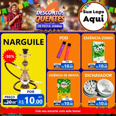 Modelo de Rede Social para Feed Facebook com o tema Descontos Quentes de Festa Junina para Tabacaria