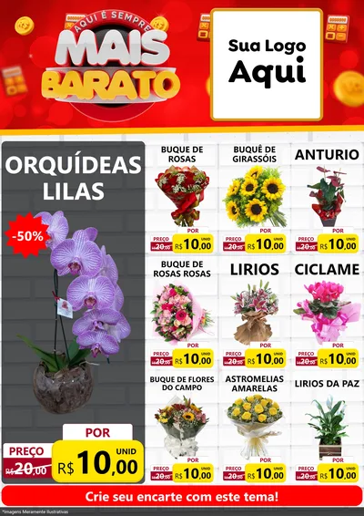 Modelo de Encarte para Encarte A4 Vertical com o tema Mais Barato para Floricultura e jardim