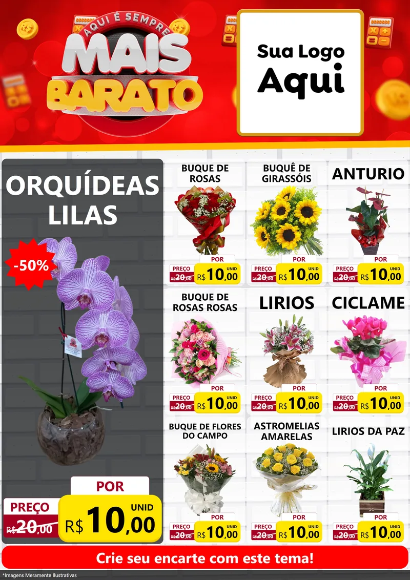 Modelo de Encarte para Encarte A4 Vertical com o tema Mais Barato para Floricultura e jardim