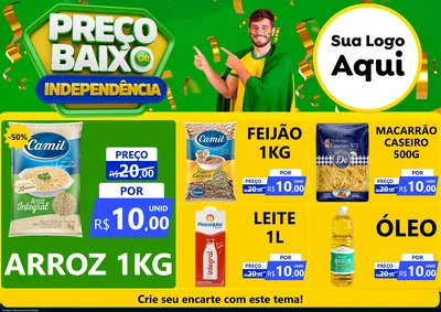 Modelo de Encarte para Encarte A4 Horizontal com o tema Preço Baixo de Independência para Supermercado