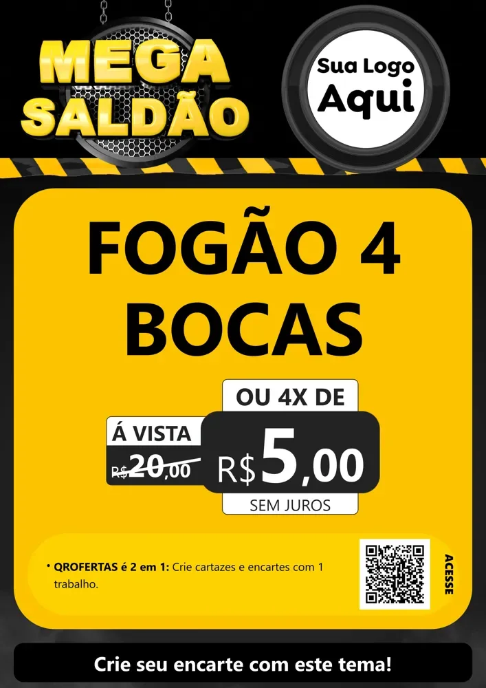 Modelo de Cartaz para Cartaz A4 Vertical com o tema Mega Saldão para Móveis e Eletro