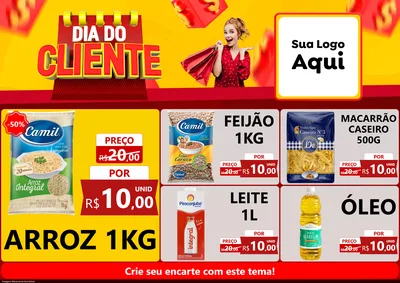 Modelo de Encarte para Encarte A4 Horizontal com o tema Dia do Cliente para Supermercado