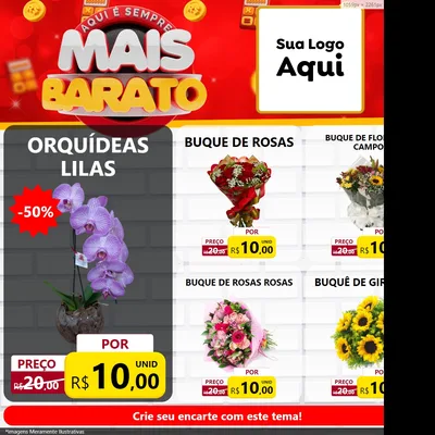 Modelo de Rede Social para Feed Facebook com o tema Mais Barato para Floricultura e jardim