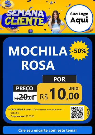 Modelo de Cartaz para Cartaz A4 Vertical com o tema Semana do Cliente para Papelaria