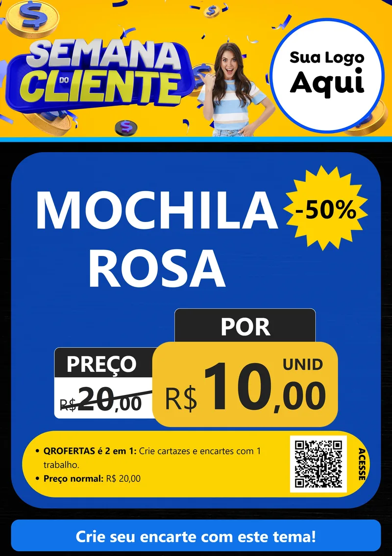 Modelo de Cartaz para Cartaz A4 Vertical com o tema Semana do Cliente para Papelaria