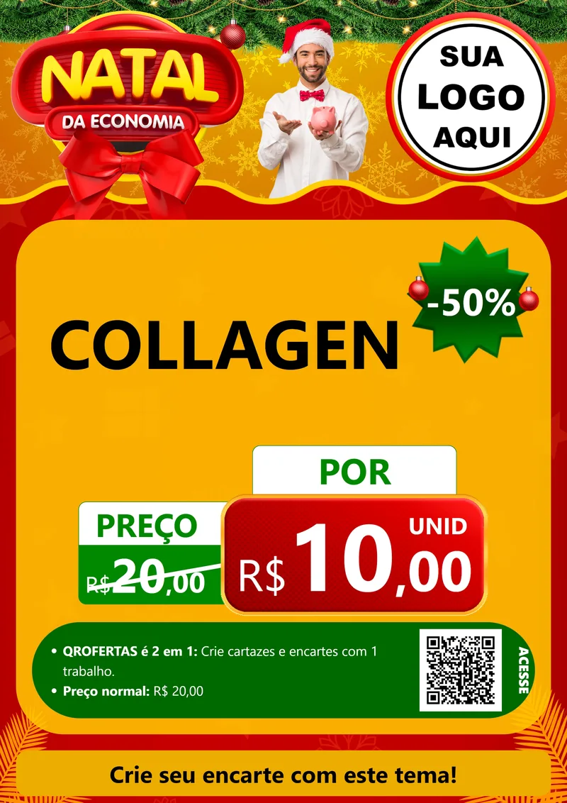 Modelo de Cartaz para Cartaz A4 Vertical com o tema Natal da Economia para Suplementos alimentares