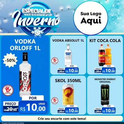 Modelo de Rede Social para Feed Facebook com o tema Especial de Inverno para Distribuidora de bebidas