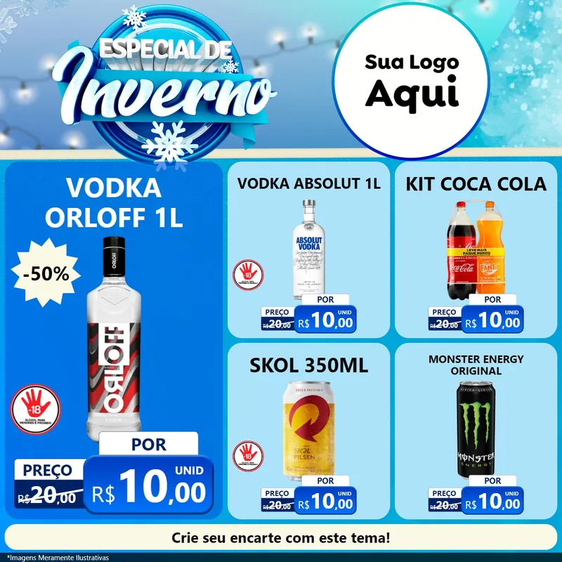Modelo de Rede Social para Feed Facebook com o tema Especial de Inverno para Distribuidora de bebidas