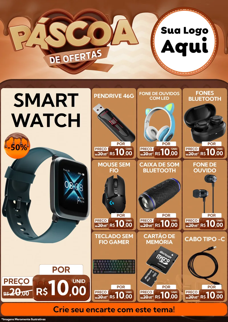 Modelo de Encarte para Encarte A4 Vertical com o tema Páscoa de Ofertas para Informática