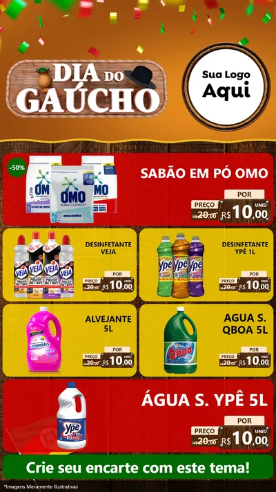 Modelo de TV para TV Vertical com o tema Dia do Gaúcho para Produtos de Limpeza