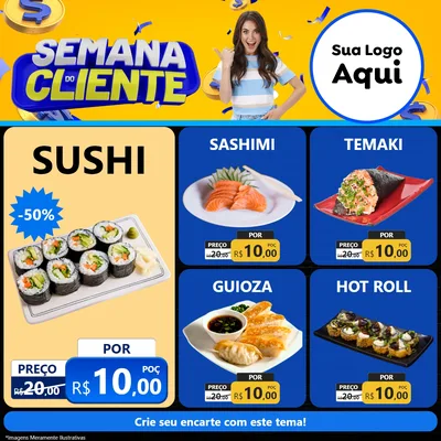 Modelo de Rede Social para Feed Facebook com o tema Semana do Cliente para Comida japonesa