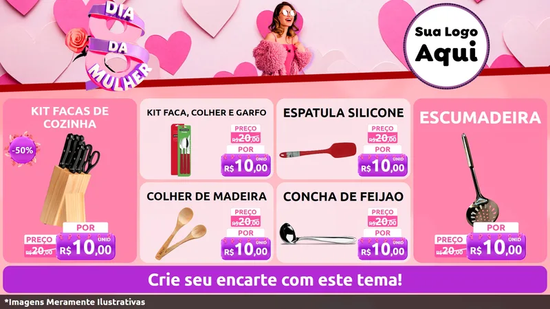 Modelo de TV para TV Horizontal com o tema Dia da Mulher para Utilidades Domésticas