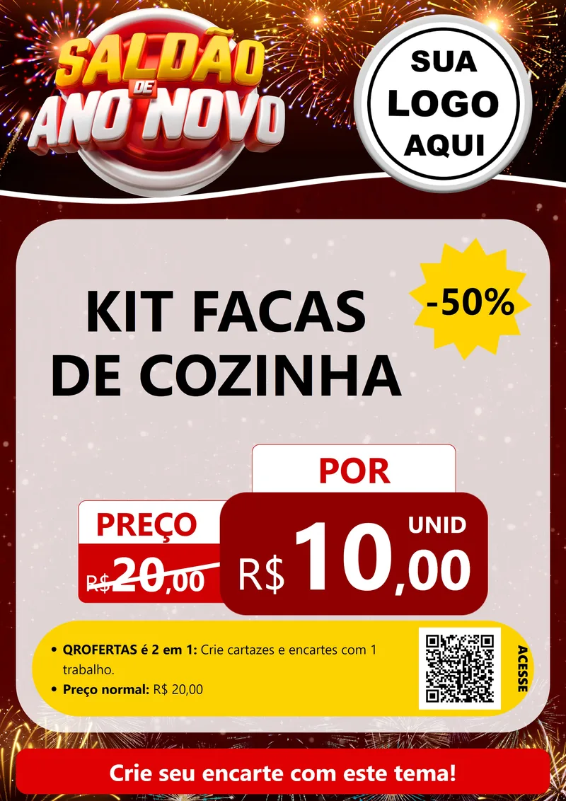 Modelo de Cartaz para Cartaz A4 Vertical com o tema Saldão de Ano Novo para Utilidades Domésticas