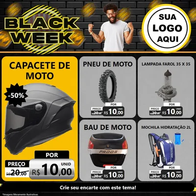 Modelo de Rede Social para Feed Facebook com o tema Black Week para Moto peças