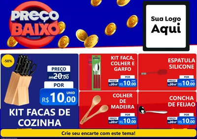 Modelo de Encarte para Encarte A4 Horizontal com o tema Preço Baixo para Utilidades Domésticas