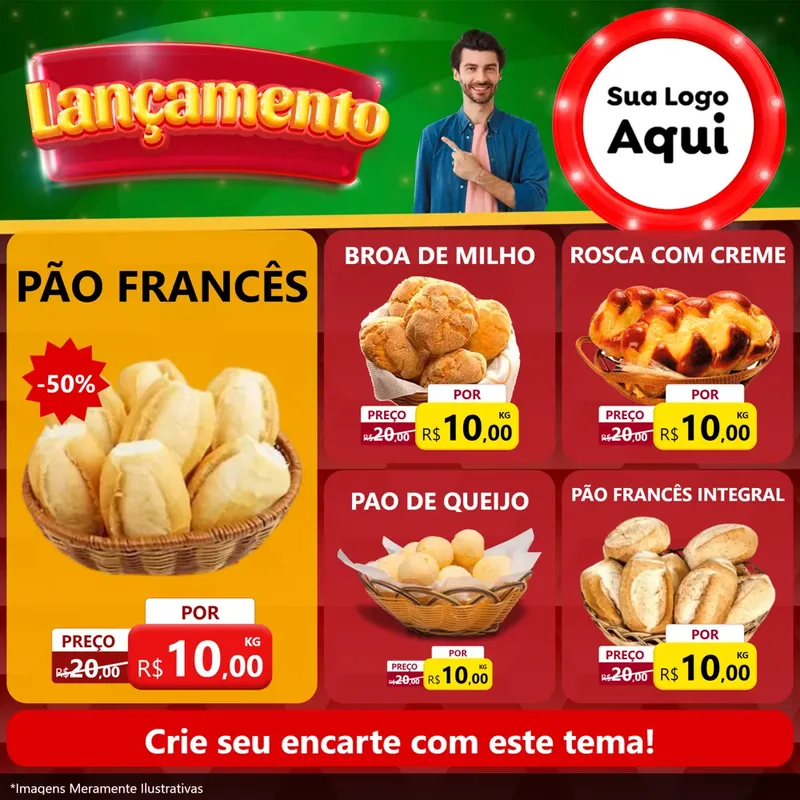 Modelo de Rede Social para Feed Facebook com o tema Lançamento para Padaria