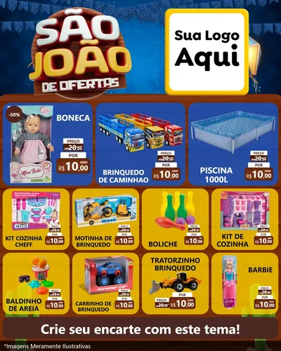 Modelo de Rede Social para Feed Instagram com o tema São João Ofertas Imbatíveis! - Junina para Brinquedos