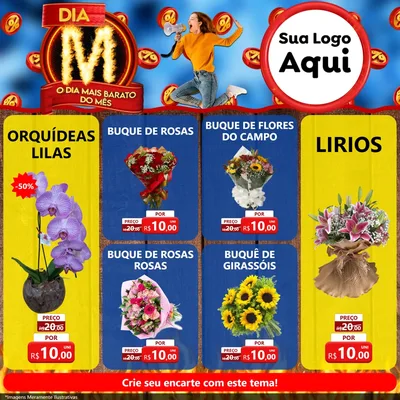 Modelo de Rede Social para Feed Facebook com o tema Dia M - O Dia Mais Barato Do Mês para Floricultura e jardim