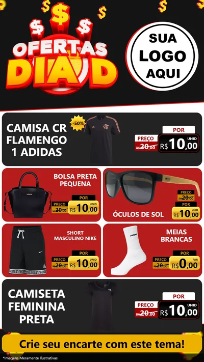 Modelo de TV para TV Vertical com o tema Ofertas Dia D para Roupas e acessórios