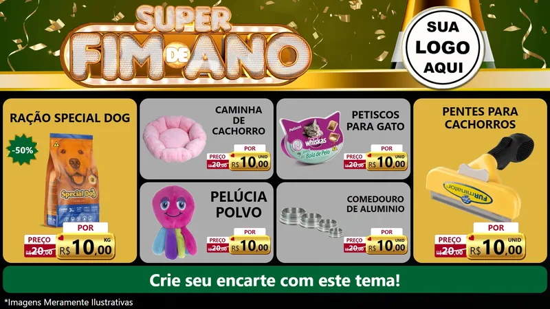 Modelo de TV para TV Horizontal com o tema Super Fim de Ano para Pet Shop