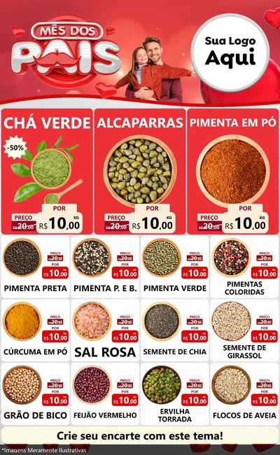 Modelo de Encarte para Encarte Grande com o tema Mês dos Pais para Produtos Naturais