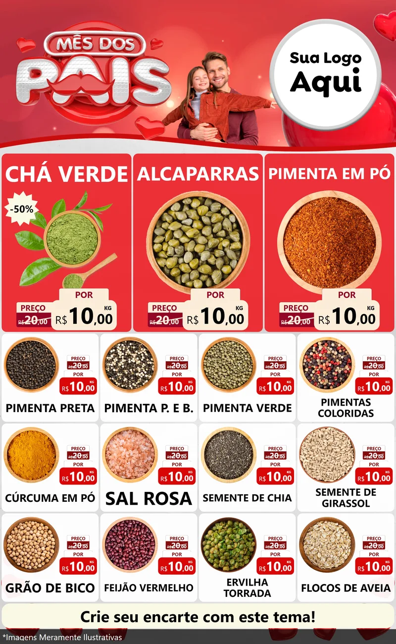 Modelo de Encarte para Encarte Grande com o tema Mês dos Pais para Produtos Naturais