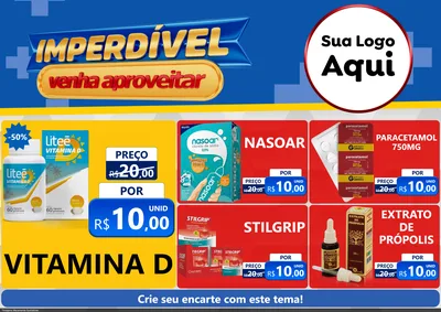 Modelo de Encarte para Encarte A4 Horizontal com o tema Imperdível para Farmácia