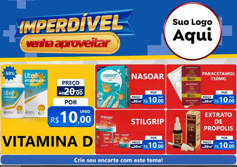 Modelo de Encarte para Encarte A4 Horizontal com o tema Imperdível para Farmácia