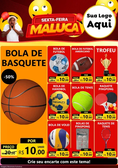 Modelo de Encarte para Encarte A4 Vertical com o tema Sexta-feira Maluca para Artigos Esportivos