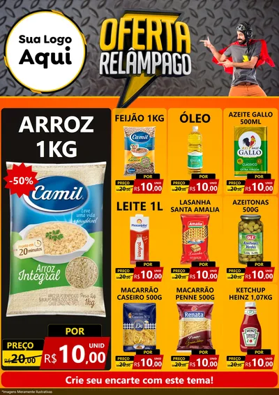 Modelo de Encarte para Encarte A4 Vertical com o tema Oferta Relâmpago para Supermercado