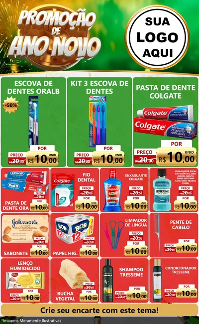 Modelo de Encarte para Encarte Grande com o tema Promoção de Ano Novo para Higiene Pessoal