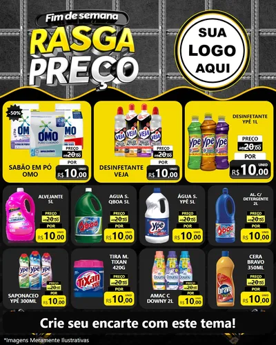 Modelo de Rede Social para Feed Instagram com o tema Fim de Semana Rasga Preço para Produtos de Limpeza