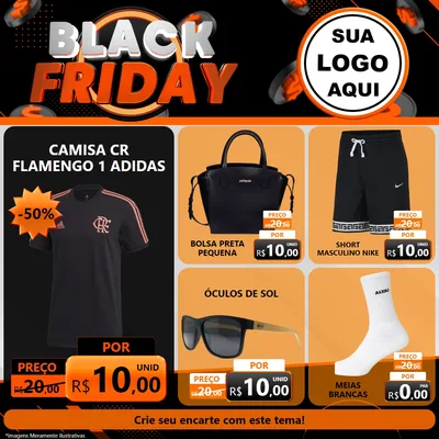 Modelo de Rede Social para Feed Facebook com o tema Black Friday para Roupas e acessórios