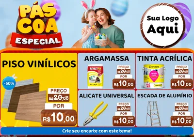 Modelo de Encarte para Encarte A4 Horizontal com o tema Páscoa Especial para Material para Construção