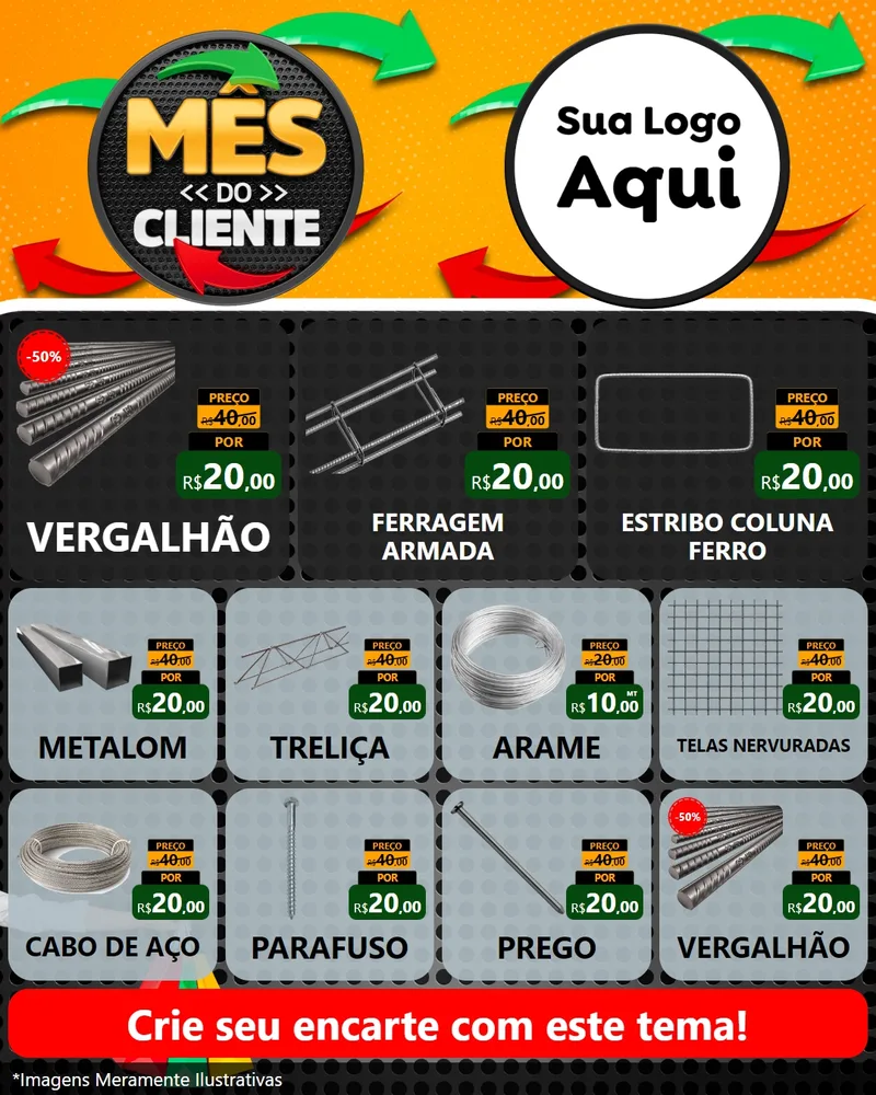 Modelo de Rede Social para Feed Instagram com o tema Mês do Cliente para Ferragens