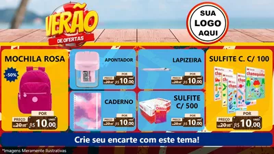 Modelo de TV para TV Horizontal com o tema Verão de Ofertas para Papelaria