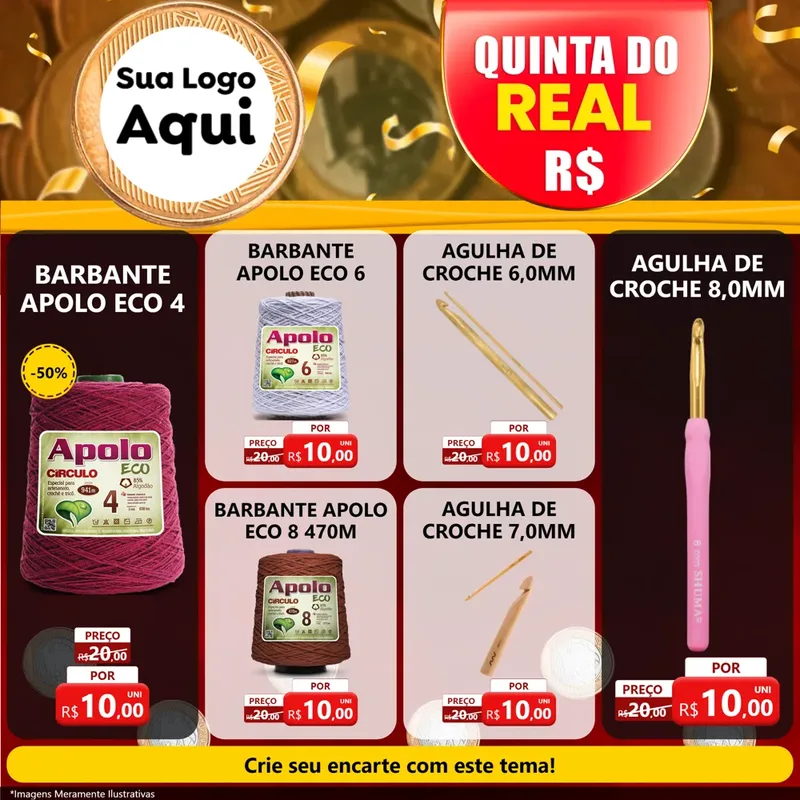 Modelo de Rede Social para Feed Facebook com o tema Quinta do Real para Armarinho e Aviamentos