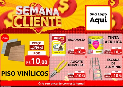 Modelo de Encarte para Encarte A4 Horizontal com o tema Semana do Cliente para Material para Construção
