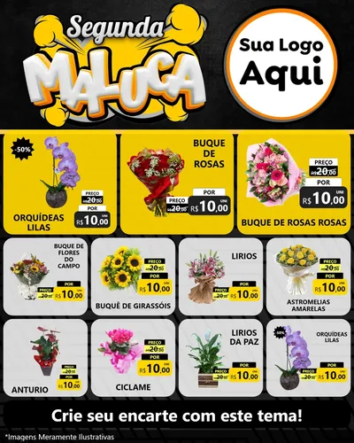 Modelo de Rede Social para Feed Instagram com o tema Segunda Maluca para Floricultura e jardim