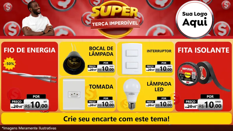 Modelo de TV para TV Horizontal com o tema Super Terça Imperdível para Materiais Elétricos