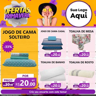 Modelo de Rede Social para Feed Facebook com o tema Ofertas Da Primavera para Cama, Mesa e Banho